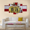 physical version of Bitcoin and Denmark Flag multi panel canvas wall art