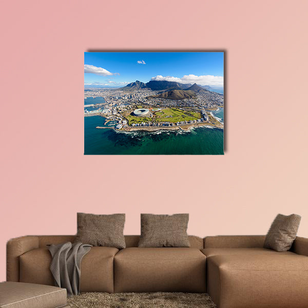 Aerial view of Cape Town, South Africa on a sunny afternoon  multi panel canvas wall art