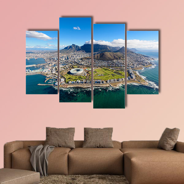 Aerial view of Cape Town, South Africa on a sunny afternoon  multi panel canvas wall art