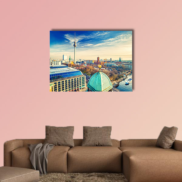Aerial view on Alexanderplatz and Spree River, Berlin, Germany wall art
