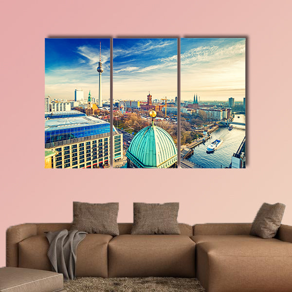 Aerial view on Alexanderplatz and Spree River, Berlin, Germany wall art