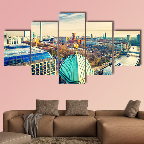 Aerial view on Alexanderplatz and Spree River, Berlin, Germany wall art