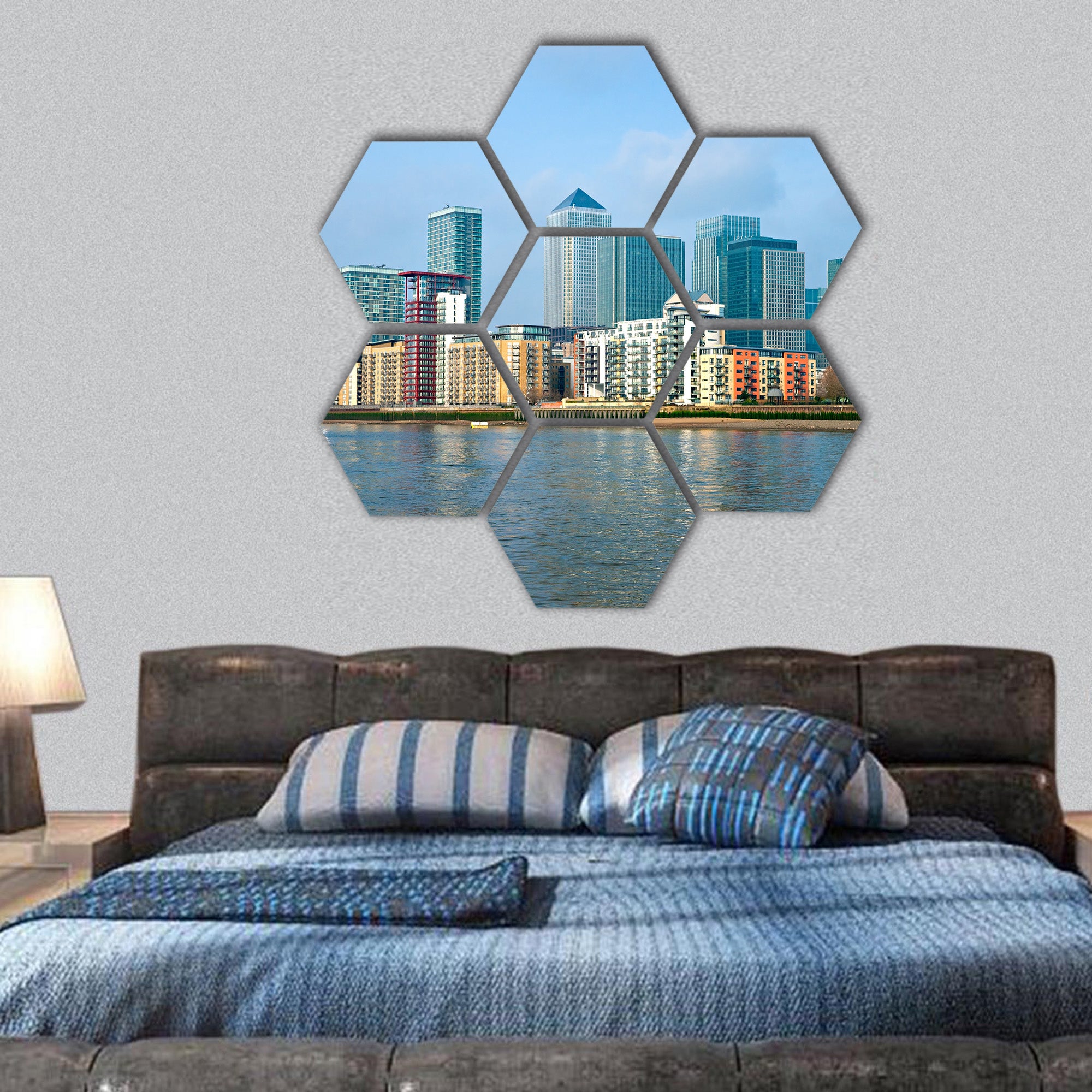Canary Wharf, London, UK hexagonal canvas wall art