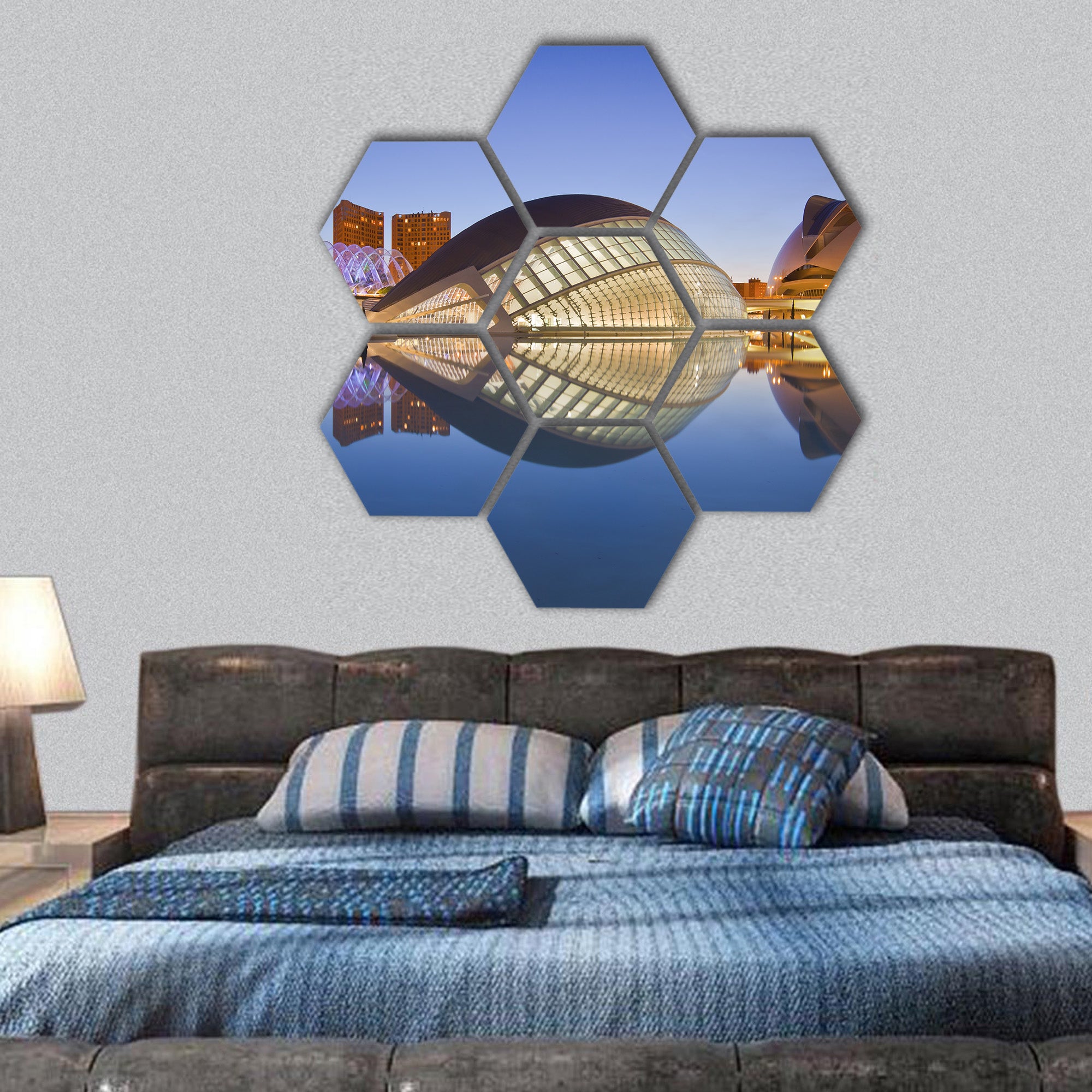 Valencia's City of Arts and Science Museum hexagonal canvas wall art