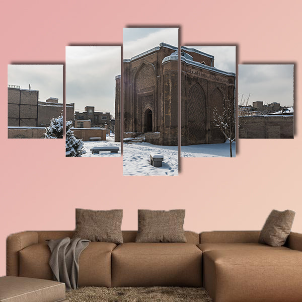 Gonbade Alavian in winter in Hamadan in the Iran, multi panel canvas wall art