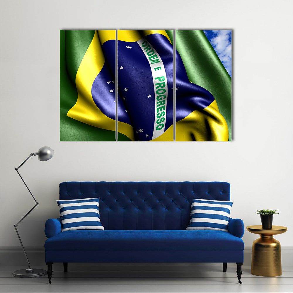 Flag Of Brazil Multi Panel Canvas Wall Art