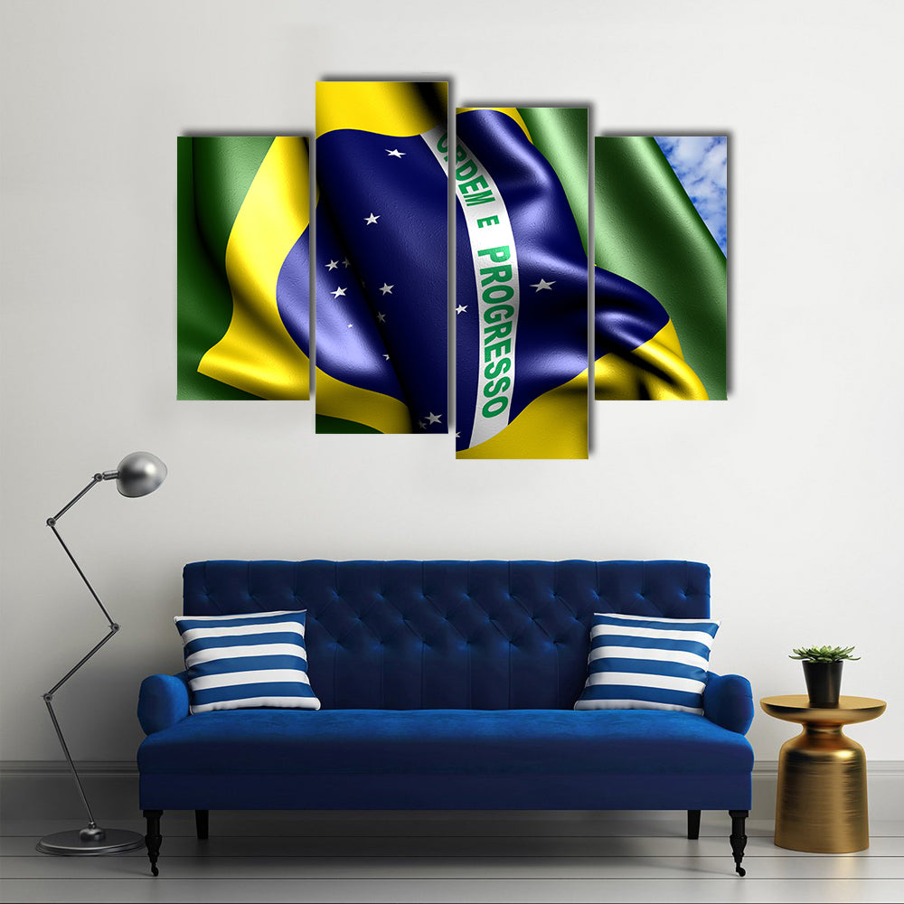 Flag Of Brazil Multi Panel Canvas Wall Art