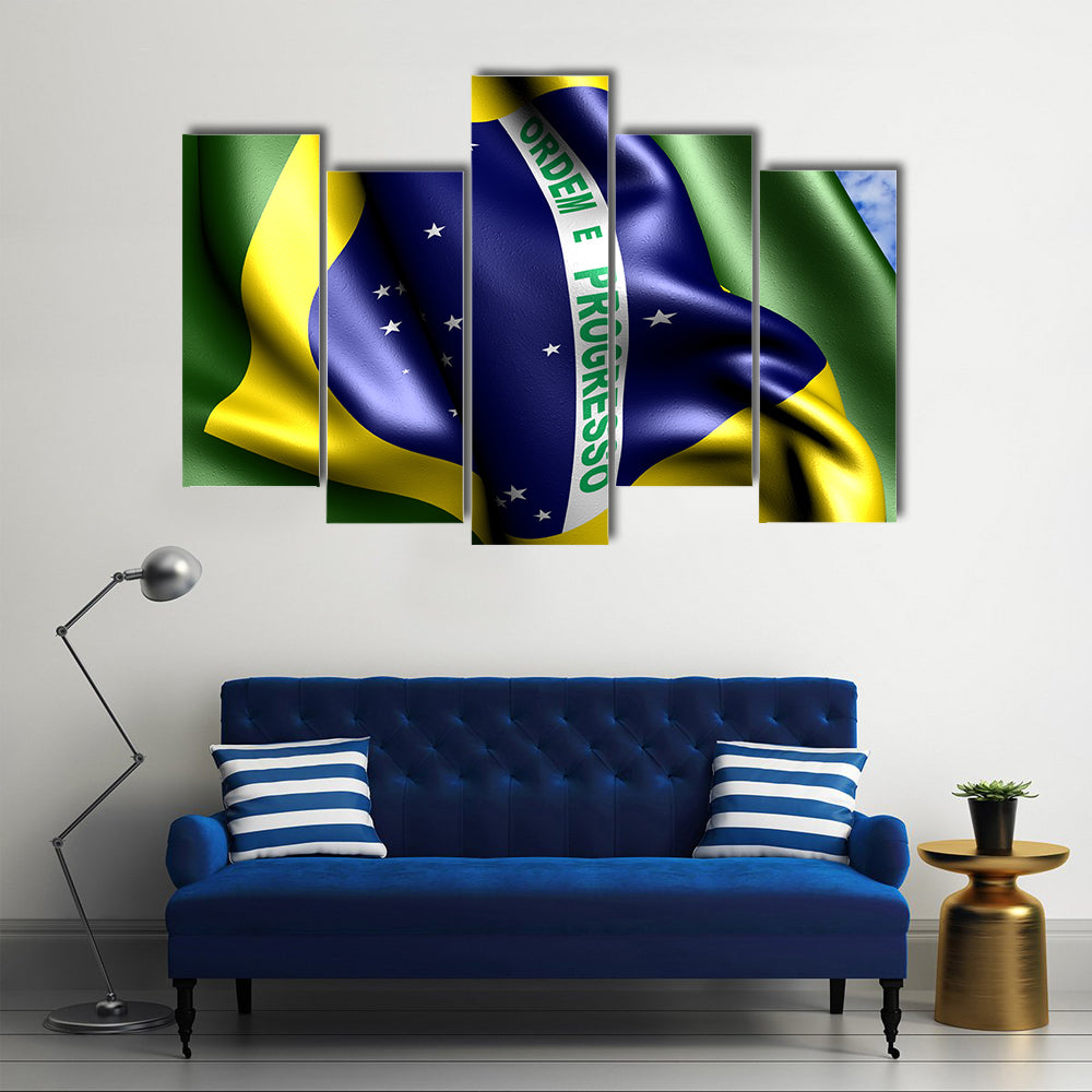 Flag Of Brazil Multi Panel Canvas Wall Art
