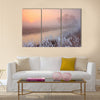 Misty morning with frost on the river in early spring Multi panel canvas wall art