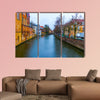 The evening shot of historic buildings in Bruges, Belgium multi panel canvas wall art