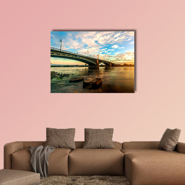 Beautiful sunset over Rhine in Mainz near Frankfurt am Main, wall art