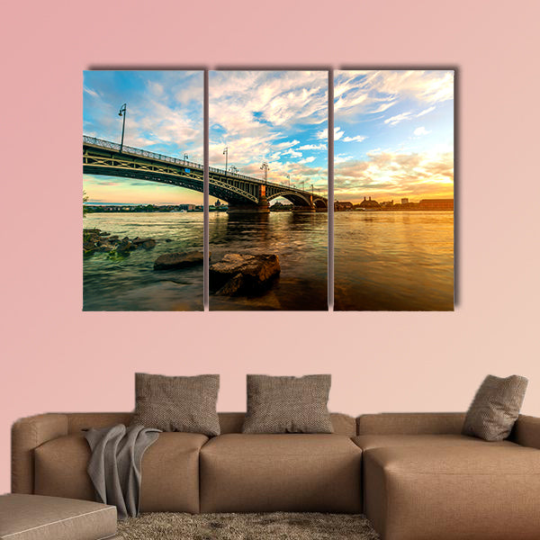 Beautiful sunset over Rhine in Mainz near Frankfurt am Main, wall art