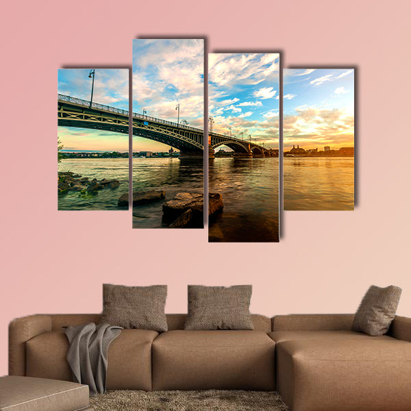 Beautiful sunset over Rhine in Mainz near Frankfurt am Main, wall art