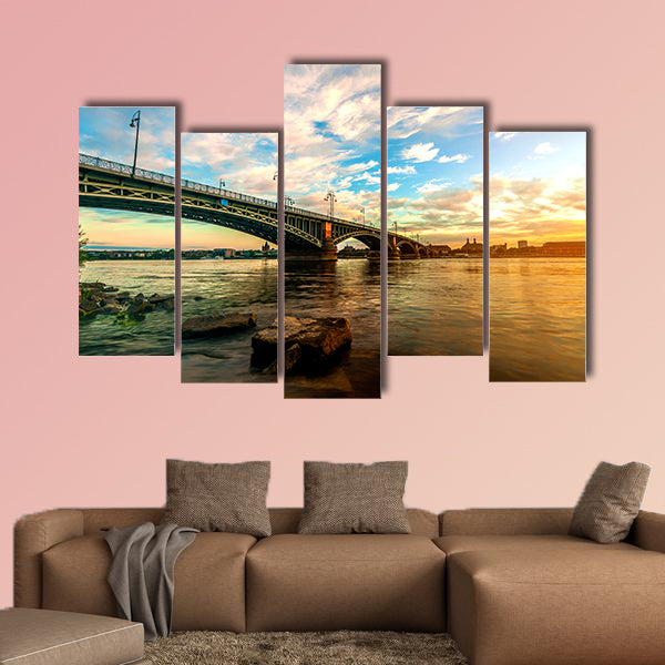 Beautiful sunset over Rhine in Mainz near Frankfurt am Main, wall art