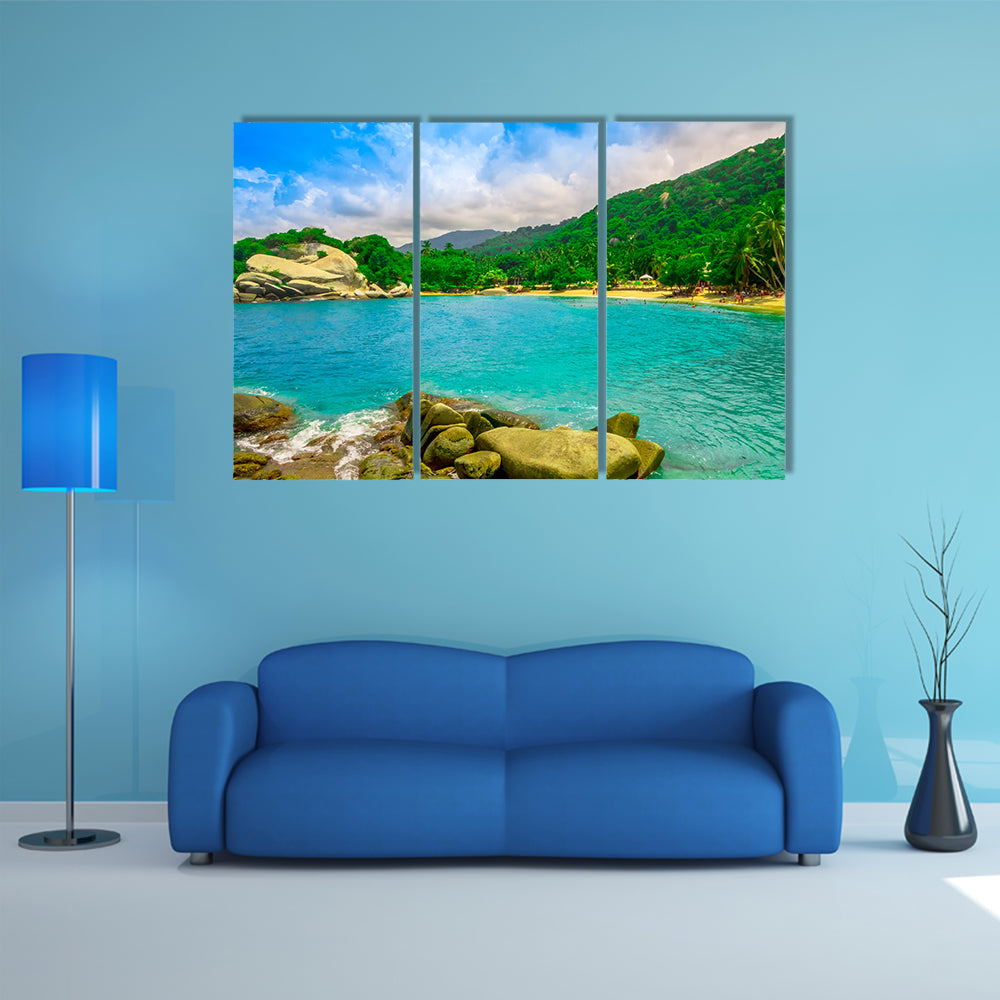 Beautiful view of beach at Cabo San Juan, Tayrona Natural National Park Colombia Multi Panel Canvas Wall Art