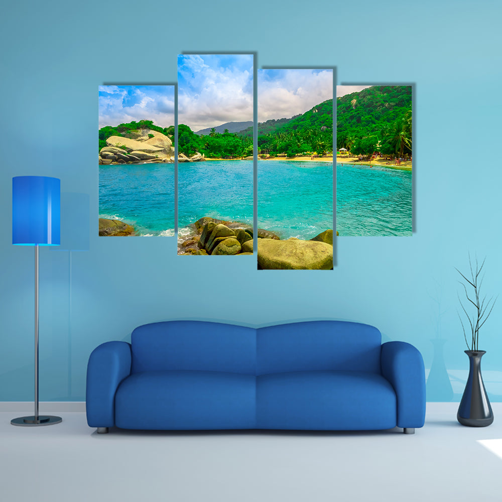 Beautiful view of beach at Cabo San Juan, Tayrona Natural National Park Colombia Multi Panel Canvas Wall Art