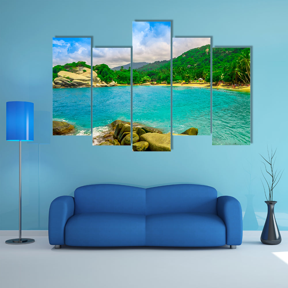 Beautiful view of beach at Cabo San Juan, Tayrona Natural National Park Colombia Multi Panel Canvas Wall Art