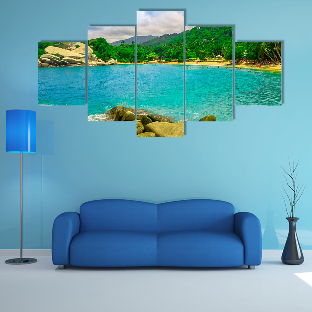 Beautiful view of beach at Cabo San Juan, Tayrona Natural National Park Colombia Multi Panel Canvas Wall Art