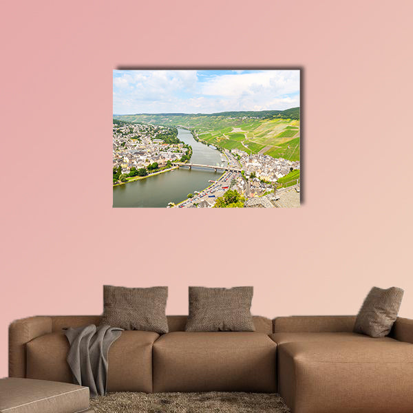 View from Landshut Castle to the old town Bernkastel-Kues multi panel canvas wall art
