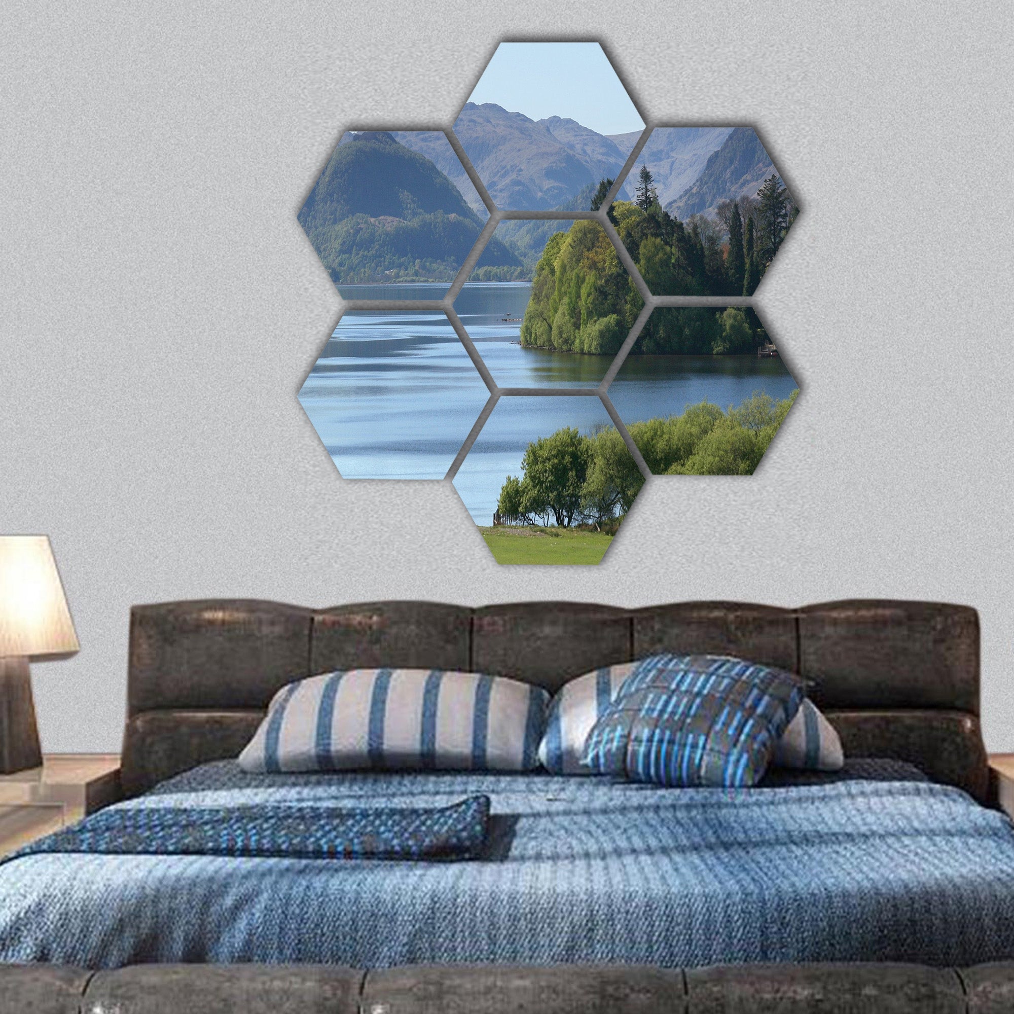 Derwent Water in the Lake District of England hexagonal canvas wall art