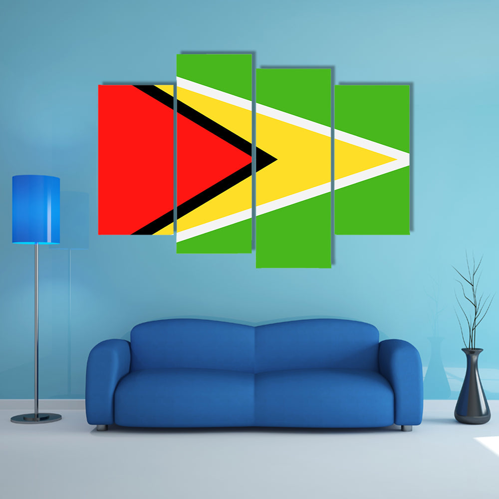 Guyana Flag Vector Icon – Illustration Multi panel canvas wall art