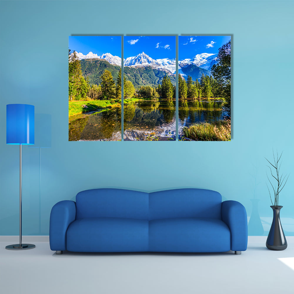 A Wonderful autumn day in the French Alps in the Chamonix City Park multi panel canvas wall art