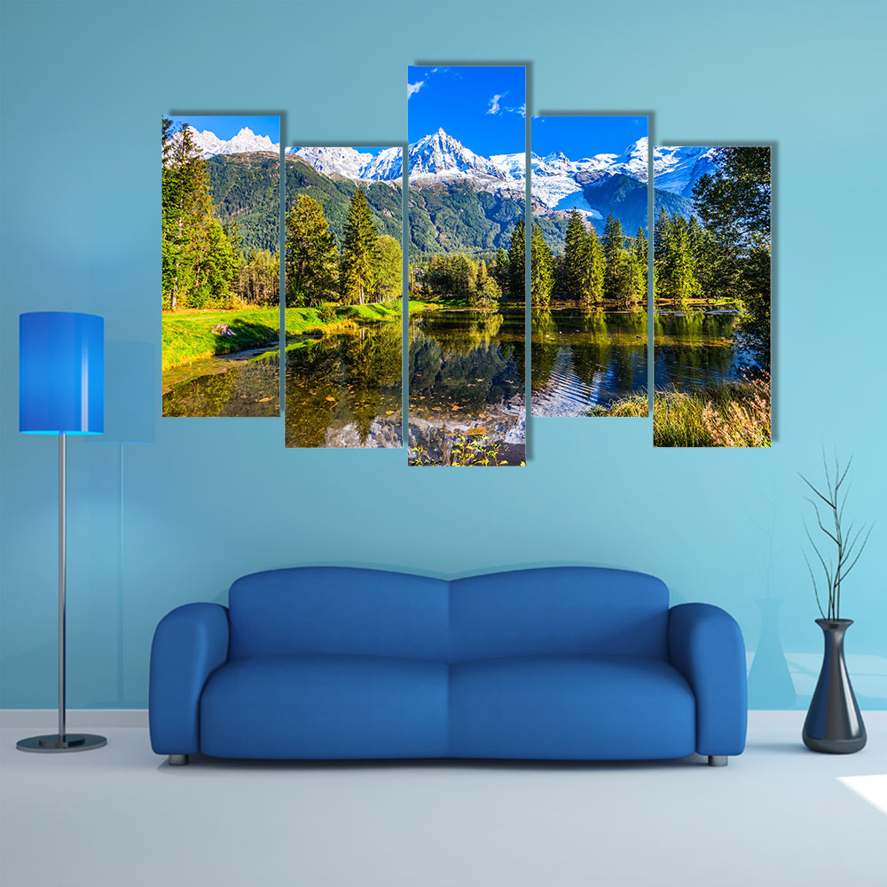 A Wonderful autumn day in the French Alps in the Chamonix City Park multi panel canvas wall art