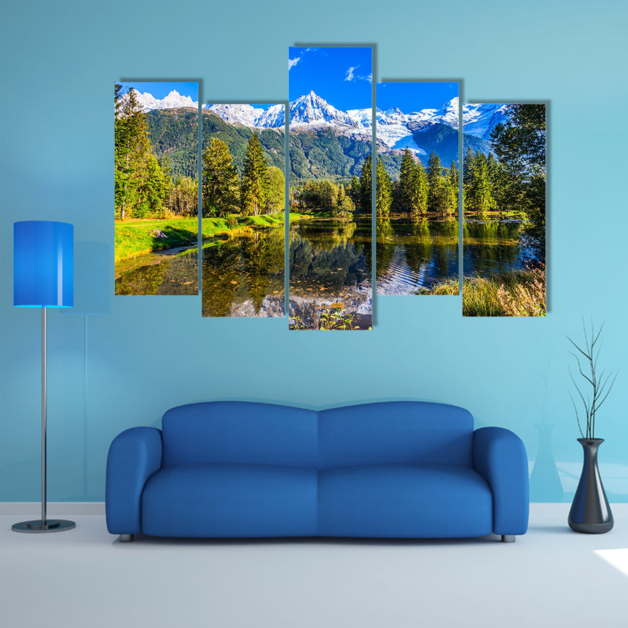 A Wonderful autumn day in the French Alps in the Chamonix City Park multi panel canvas wall art