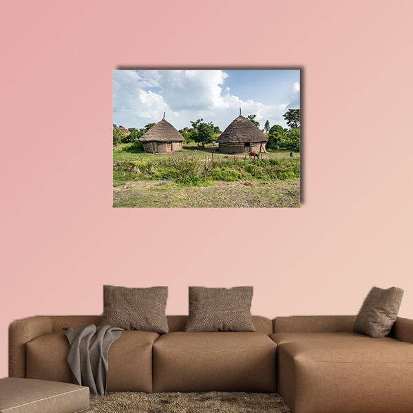 Traditional straw huts in the Omo Valley of Ethiopia Multi panel canvas wall art