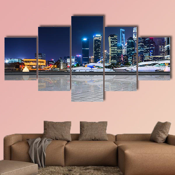 Shanghai at night, China multi panel canvas wall art