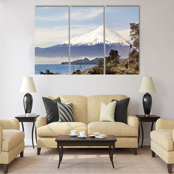 Osorno volcano behind Llanquihue lake Multi panel canvas wall art