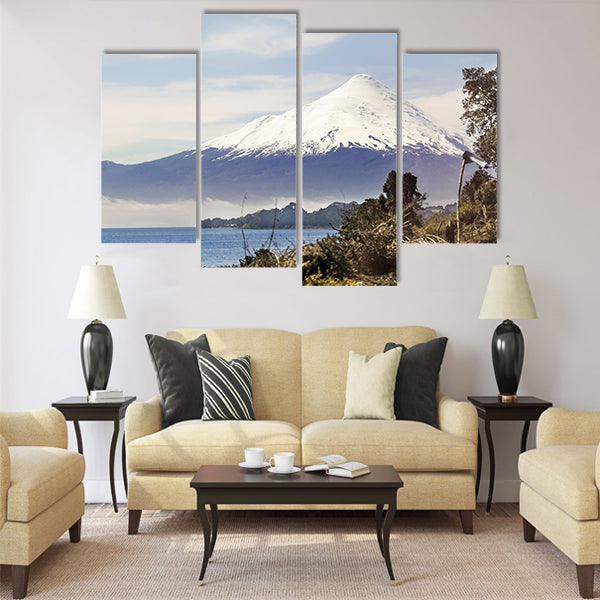 Osorno volcano behind Llanquihue lake Multi panel canvas wall art