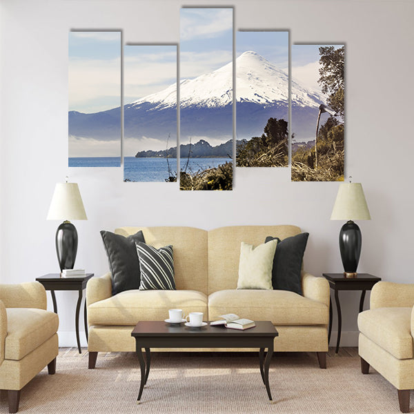 Osorno volcano behind Llanquihue lake Multi panel canvas wall art