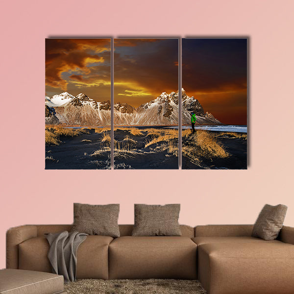 Vestrahorn Mountains with dramatic sky with clouds, Iceland wall art