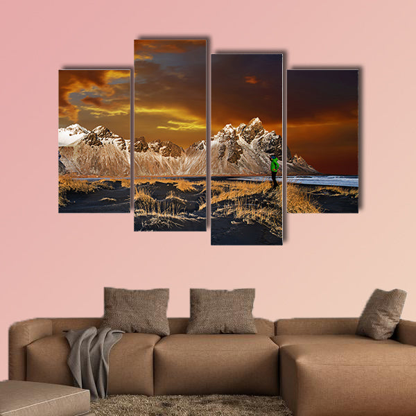 Vestrahorn Mountains with dramatic sky with clouds, Iceland wall art