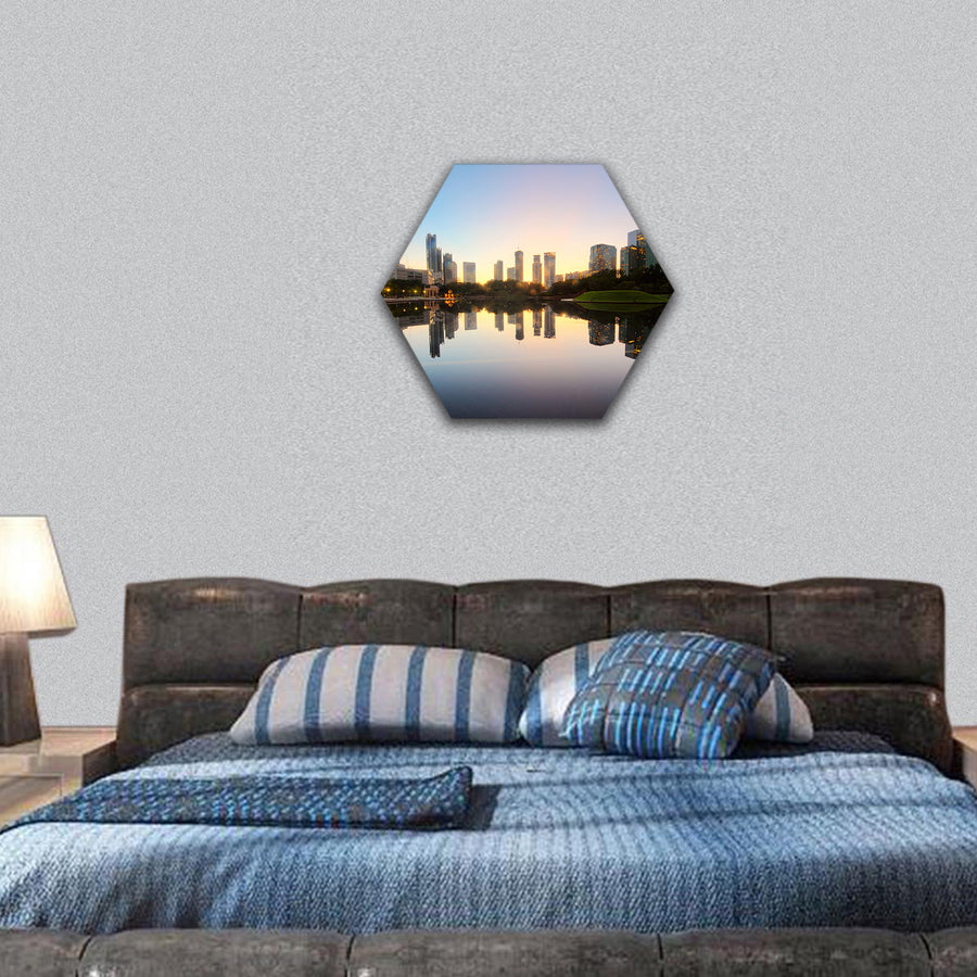 City skyline of the Kuala Lumpur, Malaysia hexagonal canvas wall art