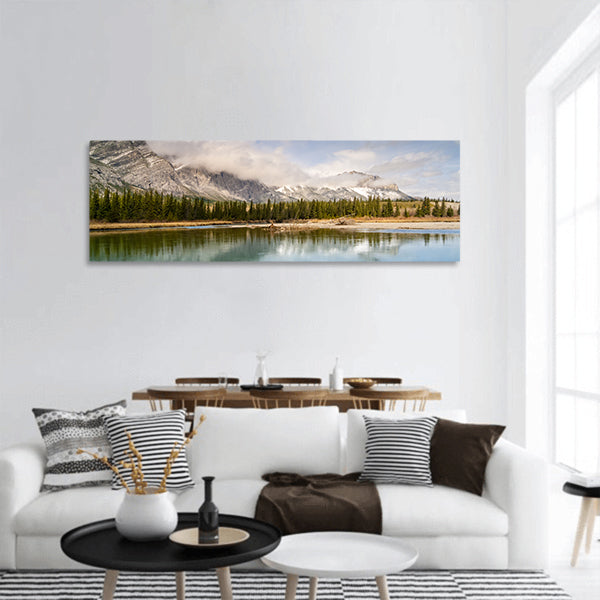 Bow river in the Canadian Rockies panoramic canvas wall art