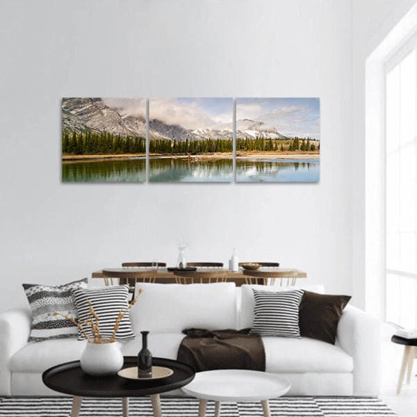 Bow river in the Canadian Rockies panoramic canvas wall art