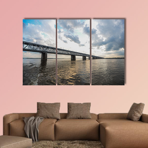 Khabarovsk Bridge is a road and rail bridge, multi panel canvas wall art