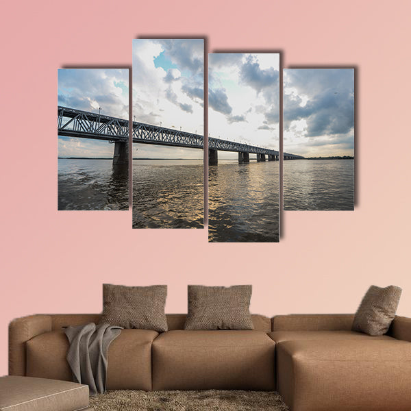 Khabarovsk Bridge is a road and rail bridge, multi panel canvas wall art