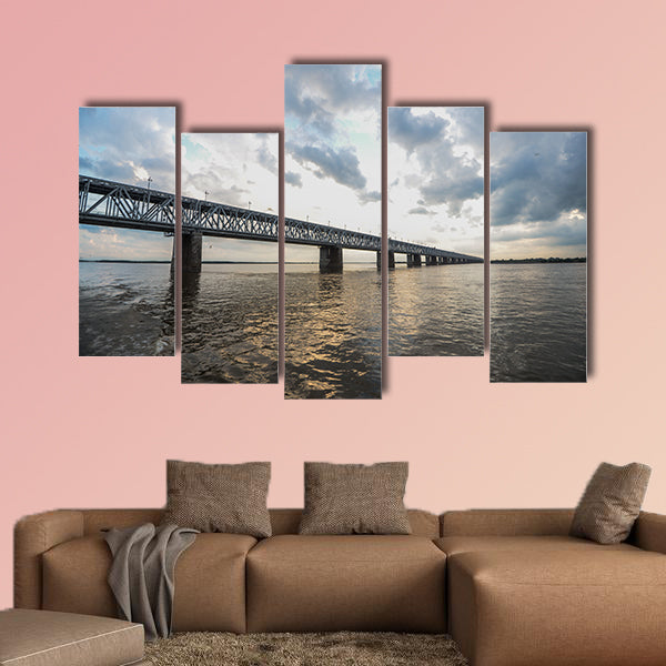Khabarovsk Bridge is a road and rail bridge, multi panel canvas wall art
