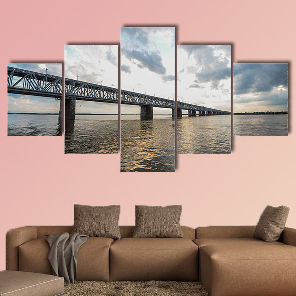 Khabarovsk Bridge is a road and rail bridge, multi panel canvas wall art