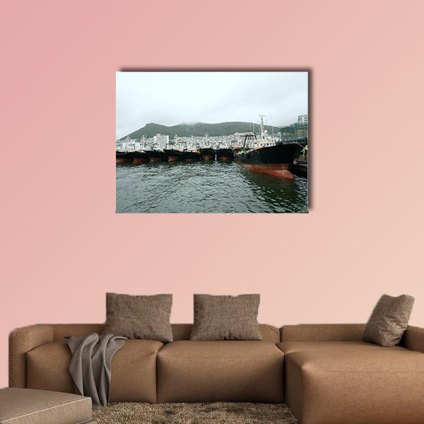 Busan port multi panel canvas wall art
