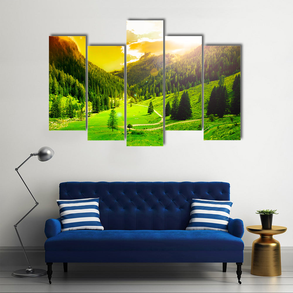 A Beautiful And Impressive Mountain Landscape, Multi Panel Canvas Wall Art