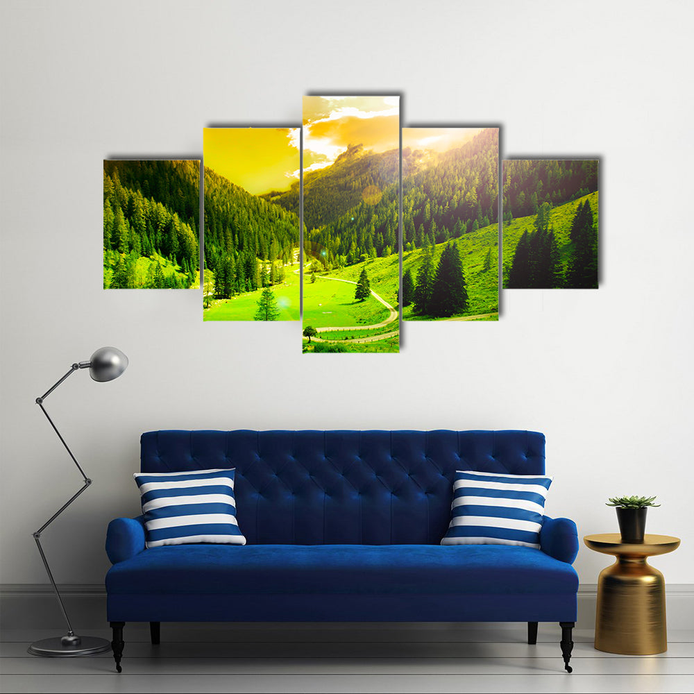 A Beautiful And Impressive Mountain Landscape, Multi Panel Canvas Wall Art