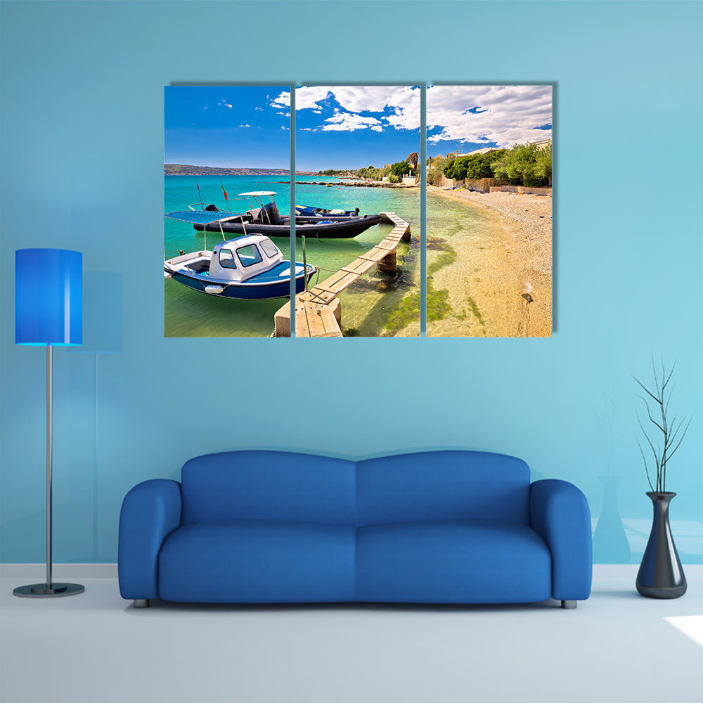 Kastel Stafilic Turquoise Beach In Croatia Multi Panel Canvas Wall Art