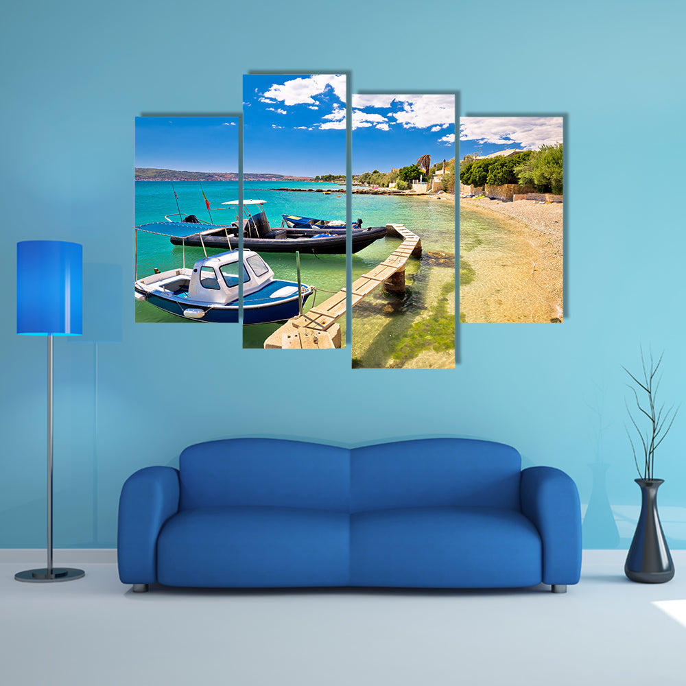 Kastel Stafilic Turquoise Beach In Croatia Multi Panel Canvas Wall Art