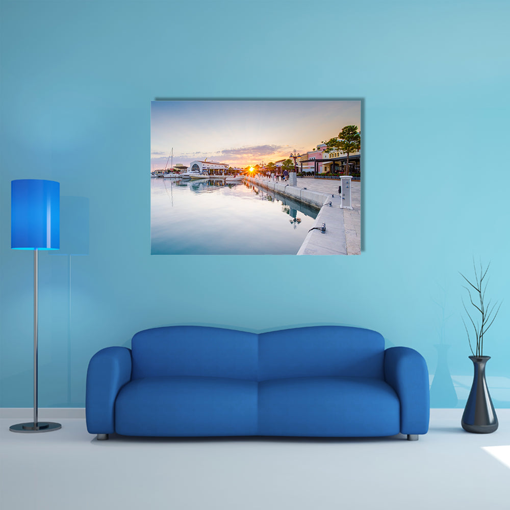 The Beauty Of The Marina In Limassol City Cyprus At Sunset Multi Panel Canvas Wall Art