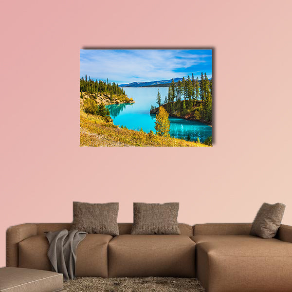 Warm sunny day in autumn. Abraham Lake is the most beautiful lake wall art