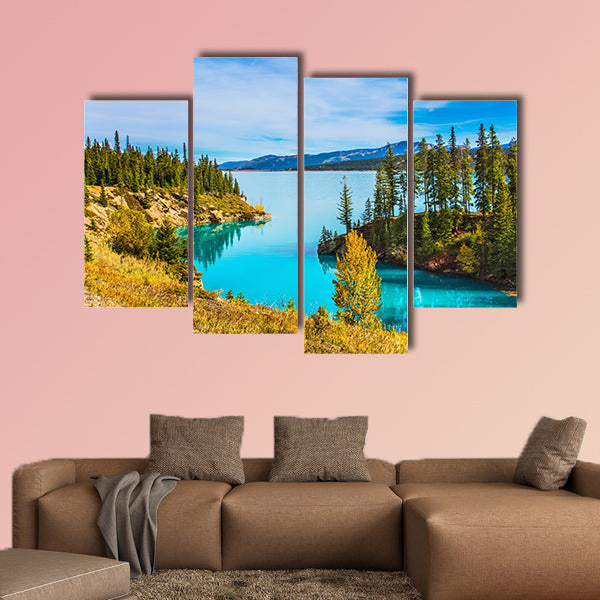 Warm sunny day in autumn. Abraham Lake is the most beautiful lake wall art